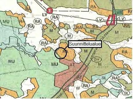 Nosto Consulting Oy 7 (14) Suunnittelualue on yleiskaavassa loma-asuntoaluetta (RA).