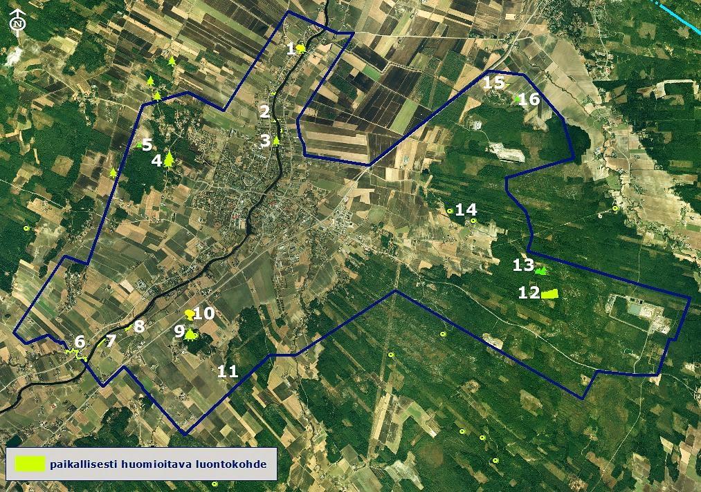 Paikallisesti huomioitavat luontokohteet 1. Nikkolan poppeli ja pihdat 2. Fossilan ja Röyskölän luhdat 3. Fossilan maisemamännyt 4. Vesitorninmäen ylispuumännyt 5.