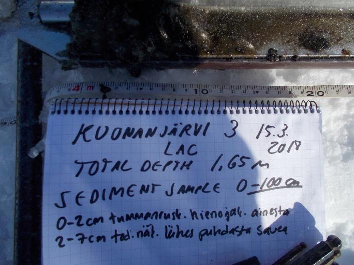 45 Kuva 31. Kuonanjärven havaintopaikan 3 sedimenttinäyte 0 7 cm 15.03.2018.