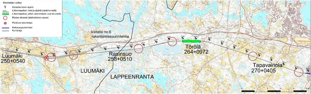 Yleiskartta, yksiraiteinen osuus, lehti 1 kilometriväli