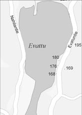 3.3. EVATTU 11 Evatun pinta-ala on,4 km. Evatun lähivaluma-alueen pinta-ala on 15,6 km ja koko valuma-alueen (järvi mukaan lukien) pinta-ala on 15,84 km. Järven suurin mitattu syvyys on n. 3 m.