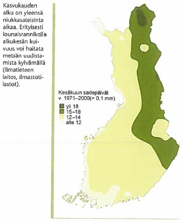 Kasvupaikkatekijät, Vesi 23 Lumen sulamisvedet korvaavat niukat sateet keväällä