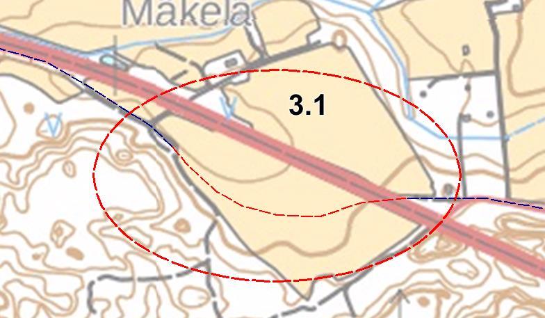 3.1. Ylinen Viipurintie, Mäkelä Sairakkalan ja Vihatun välillä Ylisen Viipurintien linja on poikennut valtatien 12 linjauksesta. Mäkelän kohdalla tie on kaartunut kaakkoon kulkien pellon poikki.