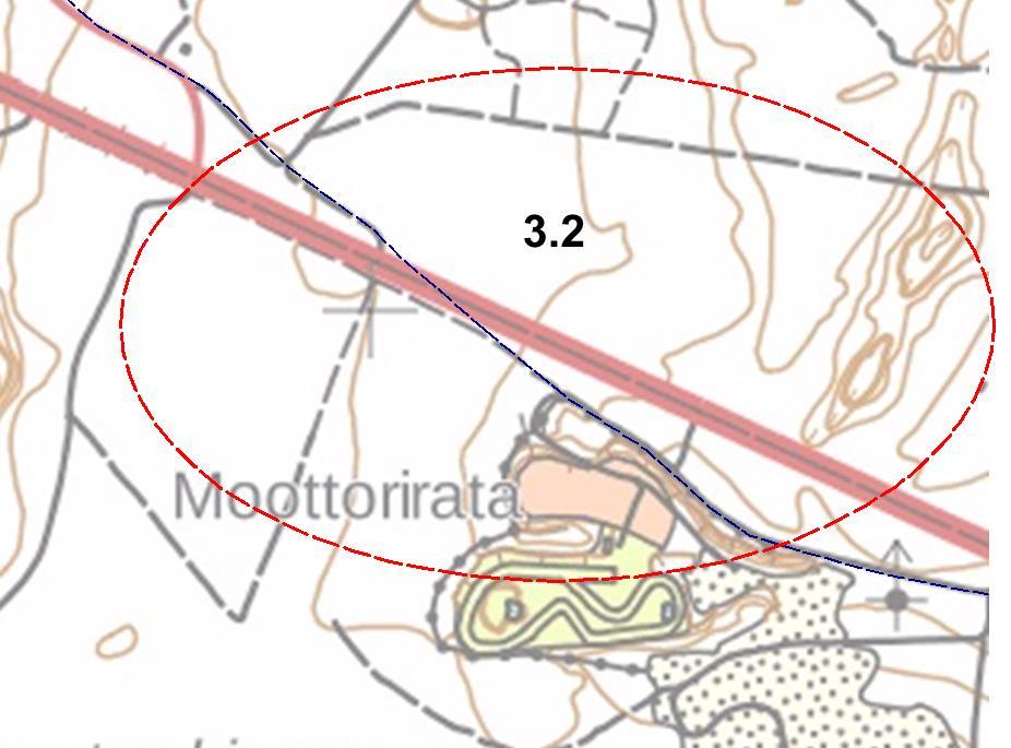 3.2. Moottorirata Vihatuntien kaakkoispäässä käytössä oleva tielinjaus kaartaa valtatielle aikaisemmin, kuin mistä Ylisen Viipurintien linja on mennyt.