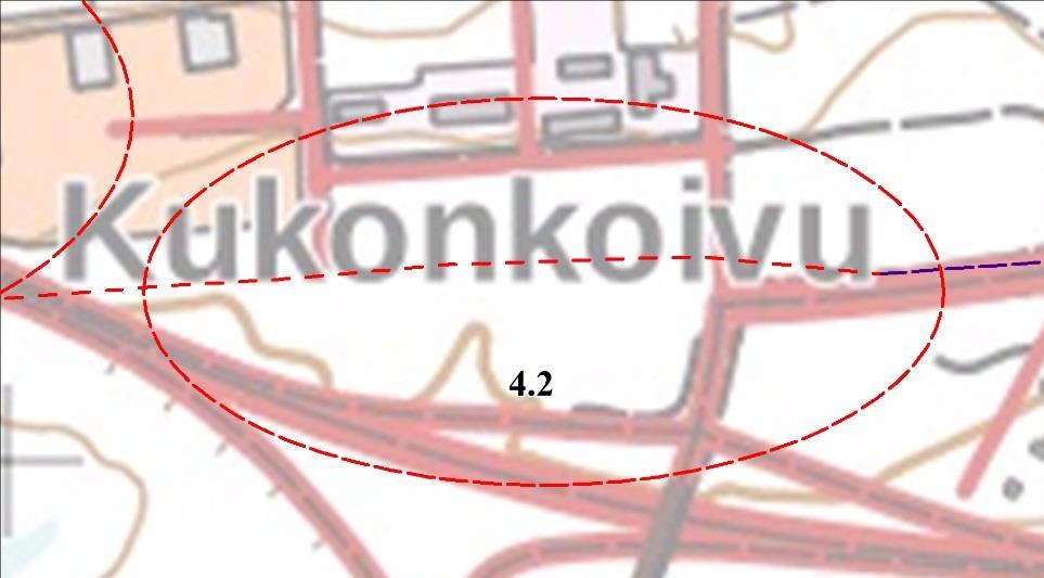 Maastossa vanhan Tampereentien linja erottuu vielä selkeästi aukkona puustossa, mutta on tiheän aluskasvillisuuden valtaama.