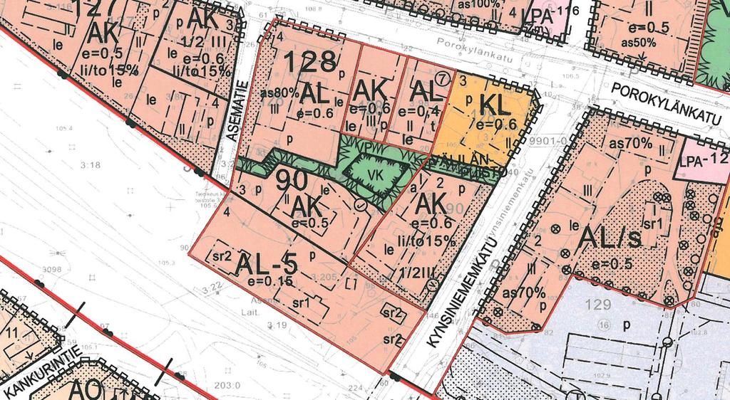 6 3.4 Asemakaava Porokylän 131 kaupunginosassa on voimassa asemakaava (Kaupunginvaltuusto hyväksynyt 29.9.2005).