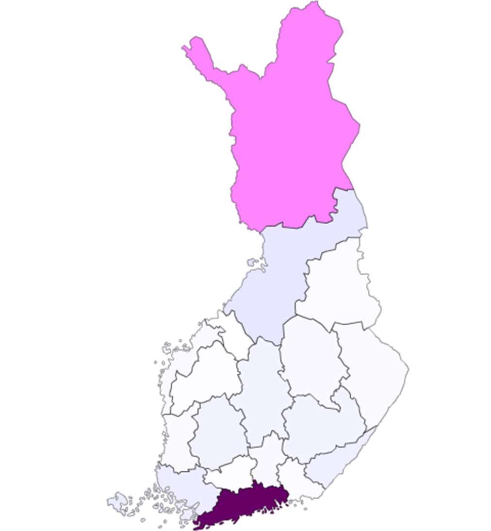 Maakuntien osuudet kaikista yöpymisistä sekä ulkomaisista yöpymisistä Suomessa 2017 Osuus kaikista 21,9 miljoonasta yöpymisestä Suomessa 2017 Suomi = 100 % Osuus ulkomaisista 6,7 miljoonasta