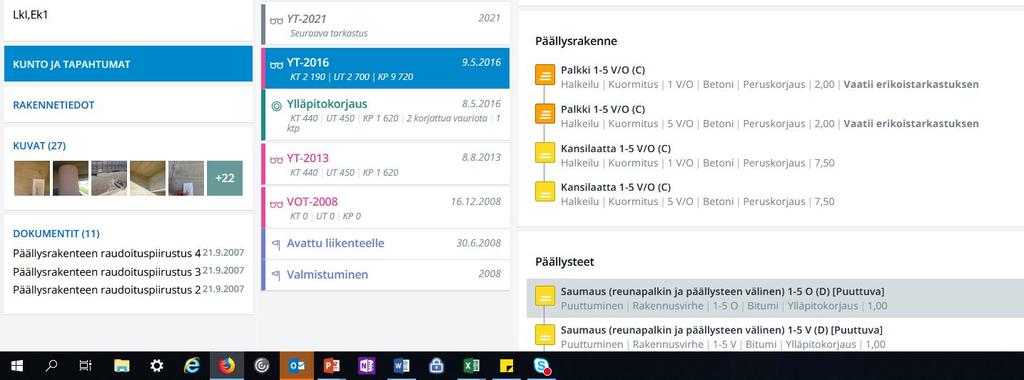 2016 - Erikoistarkastus pilareiden ja kannen päiden halkeamisen