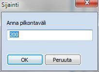 Pilkonta > Sijaintiväli Tämän jälkeen ohjelma pyytää antamaan pilkontavälin. Kuva. Pilkontavälin määrittäminen.