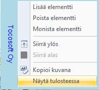 PDF-tulostuksessa voidaan käyttää myös erillisiä pdf-tulostimia. Tocoman Aikataulu:n tulostusta tukee parhaiten Microsoft print to PDF -tulostin tai ilmainen CutePDF-tulostin (http://www.cutepdf.com).