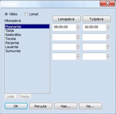 Tämän jälkeen valitaan jokaiselle päivälle työpäivän alkamis- ja päättymishetki.