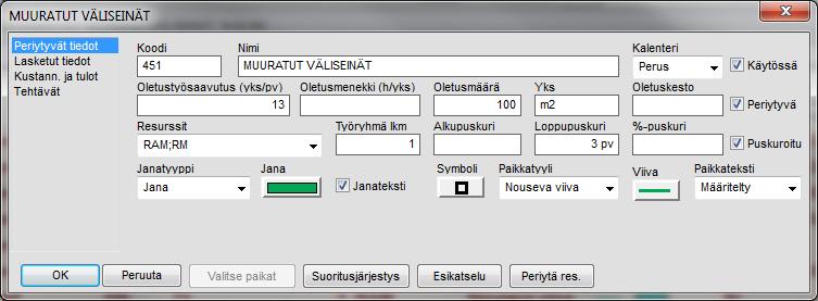 sekä muut halutut tiedot. Tehtävärekisteriin voidaan lisätä tehtäviä myös projektista.