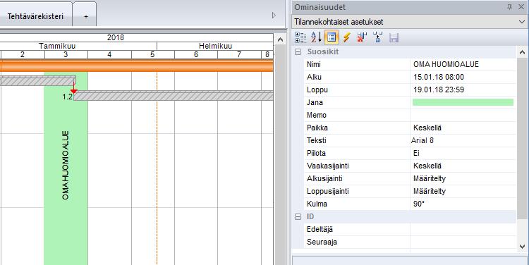 Tämän jälkeen pääset muokkaamaan pystyalueen tietoja klikkaamalla hiiren 2.painikkeella pystyalueen päällä ja valitsemalla Pystyalueet > "Pystyalueen ominaisuudet".