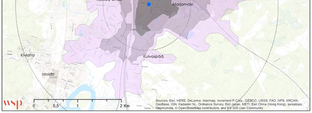 asukasta 20 minuutissa Ruskea-ahde Hulikankulma 30 minuutissa Kuivaspää Moisio (osittain) 300