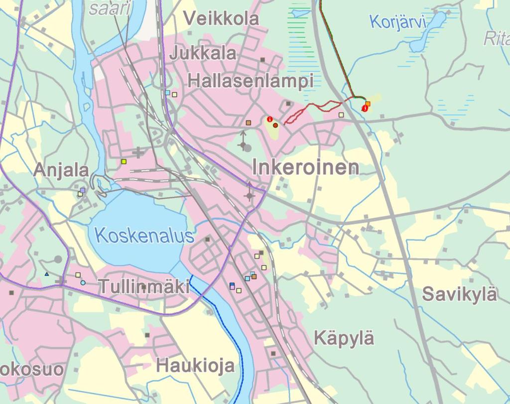 URHEILUPALVELUT - INKEROINEN - Urheilupalvelut Inkeroisissa ovat keskittyneet enimmäkseen uimahallin läheisyyteen - Saavutettavuus: julkisen liikenteen pysäkkejä on 200m säteellä hallista 2 kpl -