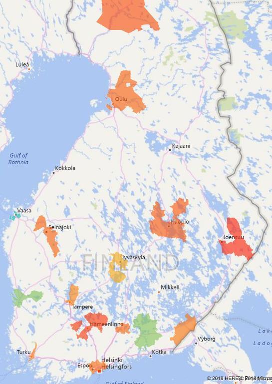 vuoteen 2030 Kouvolan asukasluku vähenee vertailukunnista eniten.