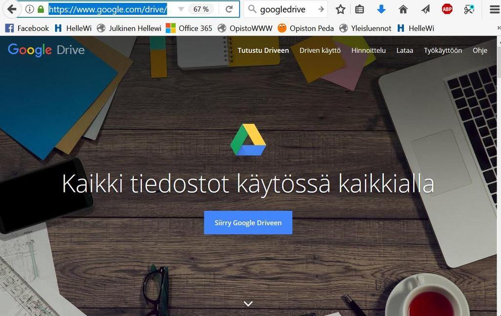 Kirjautuminen Syötä selaimen osoitteeksi http://www.google.