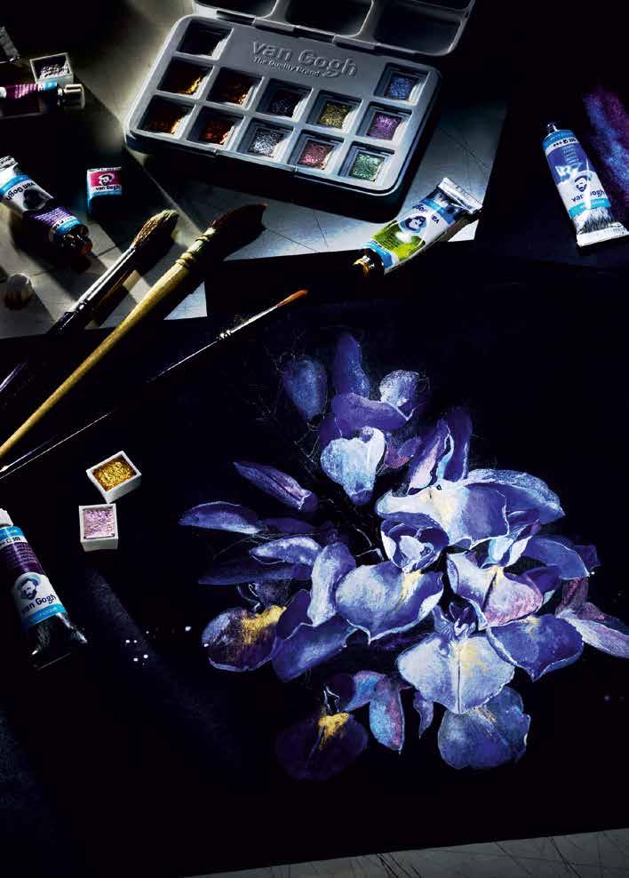 Royal Talens on hollantilainen taiteilijaväritehdas. Tänä syksynä tehtaan Van Gogh akvarellisarja täydentyy uusilla metalli- ja helmiäissävyillä.