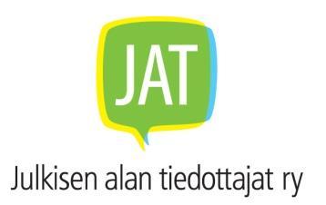 1 Julkisen alan tiedottajat (JAT) ry:n toimintakertomus 2016 JAT:n tarkoituksena on sääntöjen 2 :n mukaan: toimia julkisen alan tiedottajien yhdyssiteenä sekä edistää tiedottajien ammatillista