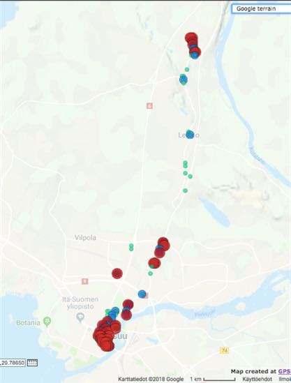 Hidastusten analyysi Esimerkkinä pilotoija#4:n työmatkareitti Lehmo Keskusta (11,7 km) Analyysissa yht.