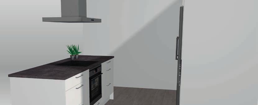 Keittiö 3D havainnekuva keittiöstä