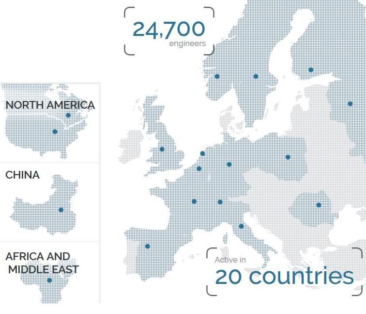 3.3.1 ALTEN kansainvälisesti ALTENilla työskentelee kansainvälisesti yli 24 700 asiantuntijaa erilaisissa tehtävissä. Yrityksellä on toimintaa 20 maassa.