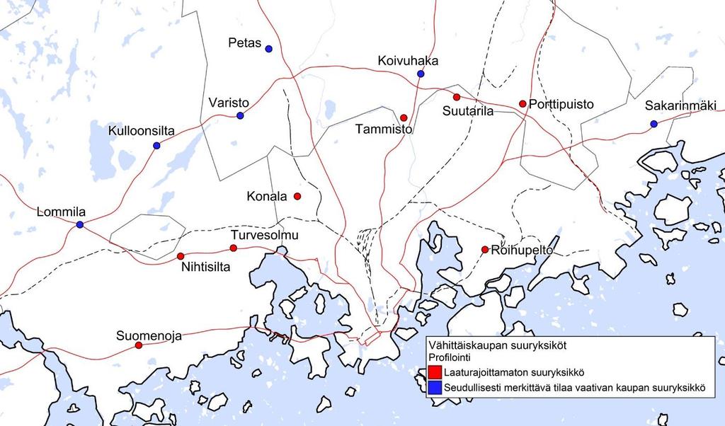 Keskustan ulkopuolisten vähittäiskaupan suuryksiköiden profilointi pääkaupunkiseudulla Pohjakartta: Maanmittauslaitoksen maastokartta 7.2.