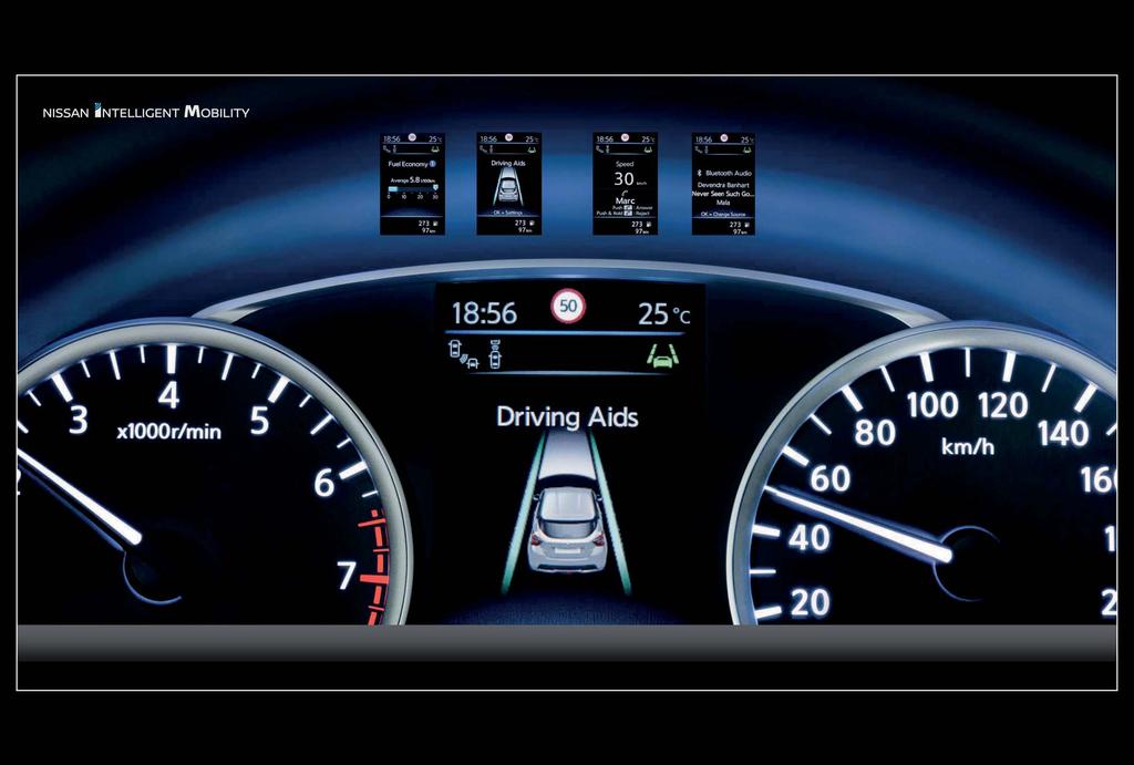 ADVANCED DRIVE-ASSIST DISPLAY (ADAD-NÄYTTÖ) INNOVAATIO SILMIESI EDESSÄ MICRAn tarkka 5" TFT-ADAD-näyttö tuo näkyviin kaikki tarvittavat tiedot oikeaan aikaan, jotta