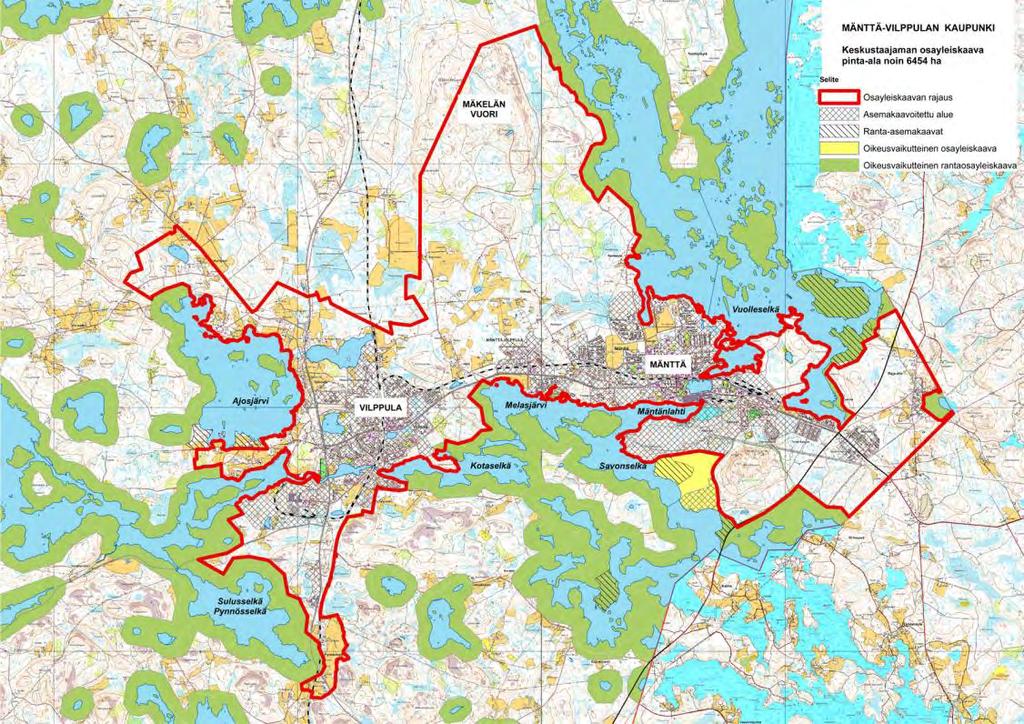 VIREILLÄ OLEVAT YLEISKAAVAT Mänttä-Vilppulan keskustaajaman osayleiskaava yleiskaavoitettava alue Mänttä-Vilppulan keskustaajaman osayleiskaavoitustyö on käynnistynyt 2013 syksyllä.