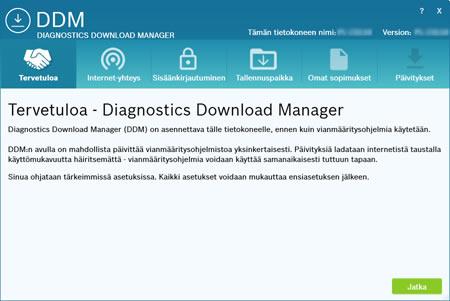 Online-päivityksen tekeminen ESI[tronic] 2.0 -ohjelmistopäivitysten, jotka ovat saatavilla Download-palvelimella asentamiseen. ESI[tronic] 2.0 -installoinnin yhteydessä asennetaan automaattisesti myös "DDM-sovellus".