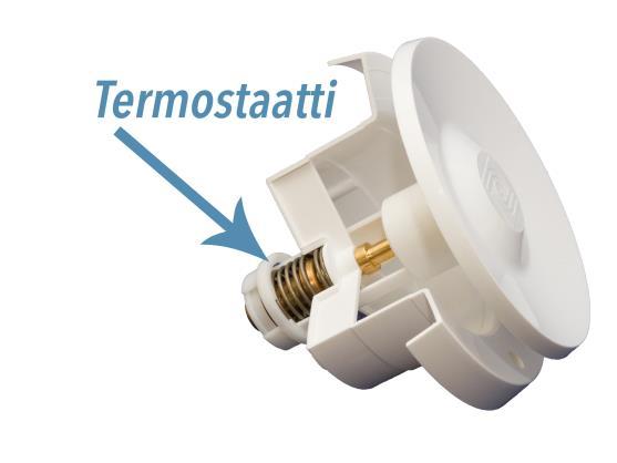 Lammin by Mobair tuloilmaikkunaan integroidaan termostaattinen venttiili (Velco VT).