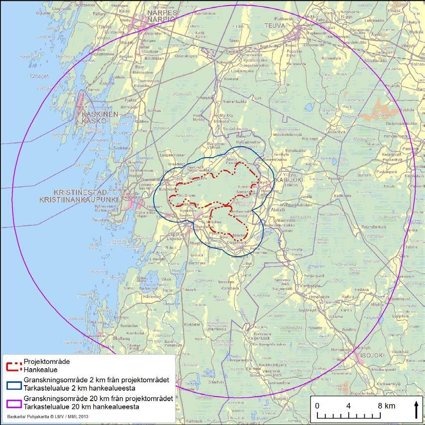 2.9.2013 43 (53) Kuva 23. Ympäristövaikutusten tarkastelualue.