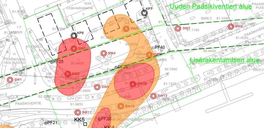 Hämeenlinna, Engelinrannan lisätutkimus 17.10.2017 9 (11) Kuva 5. Uuden Paasikiventien alue rajattuna mustalla katkoviivalla. Taulukko 2.