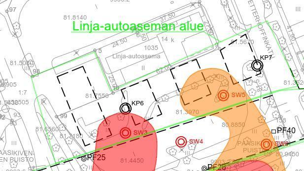 Hämeenlinna, Engelinrannan lisätutkimus 17.10.2017 8 (11) Kuva 4. Linja-autoaseman alue. Tarkastelu on rajattu tulevan Paasikiventien pohjoisreunan pohjoispuolelle. Taulukko 1.
