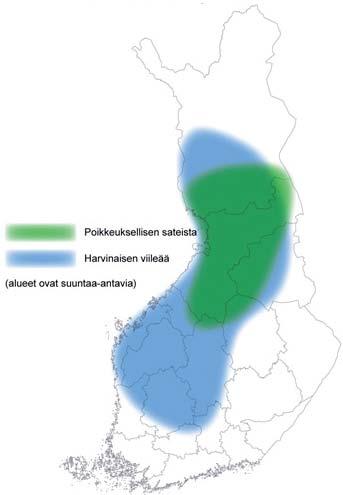 Kesäkuu oli viileä ja sateinen Kesäkuu oli lännessä harvinaisen, mutta ei poikkeuksellisen viileä. Maan keskivaiheilla sademäärä kasvoi paikoin poikkeuksellisen suureksi.