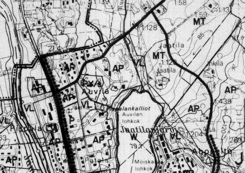 LIITE.3.06 KUVA. Ote Jämsän taajamayleiskaavasta sekä suunnittelualuetta koskevasta aluevarausmerkinnästä.