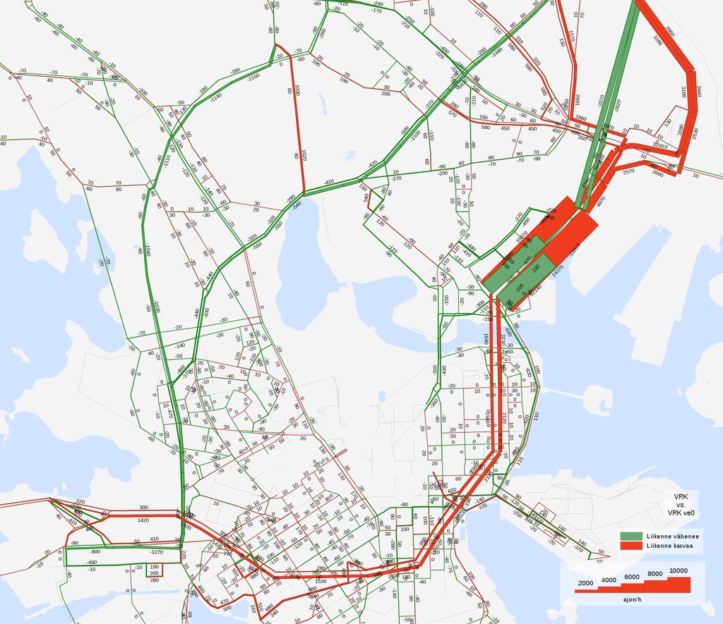 7. Maanalaiselta kokoojakadulta yhdet kaistat ylös Sörnäisten rantatielle, tunneliyhteys jatkuu Sörnäisten tunnelin kautta Hermannin rantatielle (KAVL-muutos) Iltapäiväliikenteessä maanalaisen