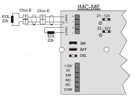 ICAS KYTKENTÄ TOIMINNALLE YKSI HÄLYTTÄÄ-KAIKKI HÄLYTTÄÄ ( 9 VDC VAROITTIMILLE ) IMC - ME (9VDC) Z1-12V = auki