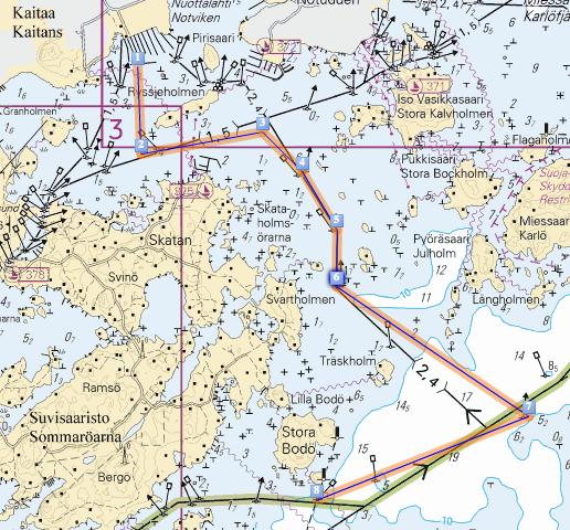 Meritie ry: Tiistaikilpailujen säännöt 29.5.2018 2(5) Lähdön jälkeen 1. Ryssjeholmenin länsipuolella oleva punainen merkkipoiju jätetään vasemmalle, 2.
