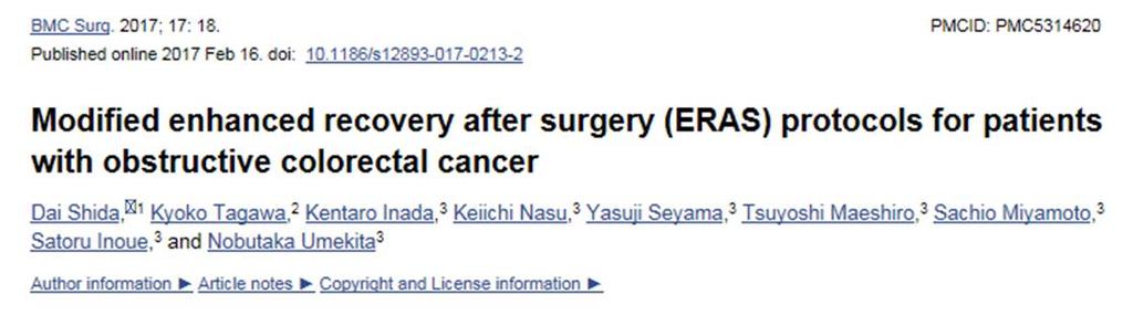 Modified ERAS protocols for obstructive colorectal cancer reduced hospital stay without adversely affecting morbidity,