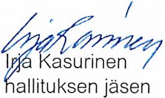 24 TILINPÄÄTÖKSEN 31.12.2017 ALLEKIRJOITUKSET Helsingissä 20.3.2018 <( (J\1 Pentti Arajärvi puheenjohtaja Leea Hiltunen varapuheenjohtaja Emmi Bensan enk- ) Tuula Jur u haw,en jäsen / -, AlpoMan hallituksen 1:181!