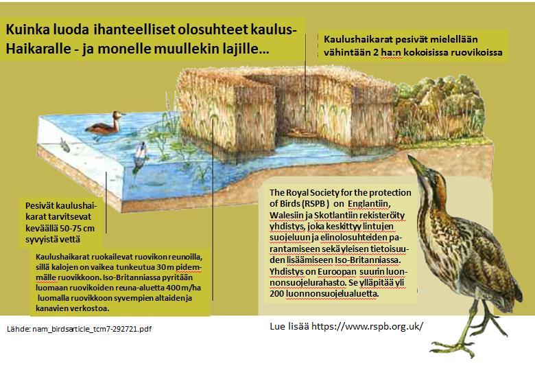 Kuva a. Kaulushaikaran levinneisyys Suomessa vv. 2006 2010 (Valkama ym. 2011). Niittoja suunnitellessa on hyvä tarkastella mahdollisia toimenpiteitä myös linnuston kokonaisnäkökulmasta (kuva b).