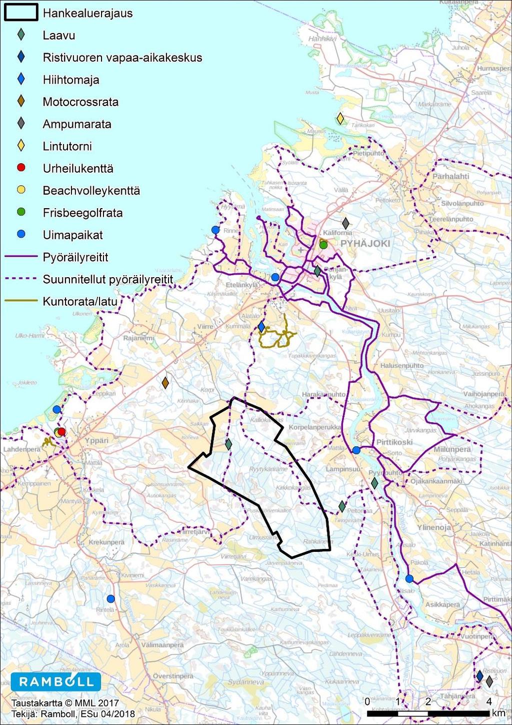 7 Kuva 4. Virkistyskohteet ja -reitit suunnittelualueella ja sen lähiympäristössä. 2.