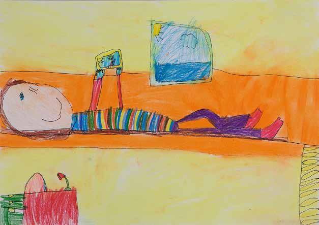 Dominika Gomolova, On bed with tablet,