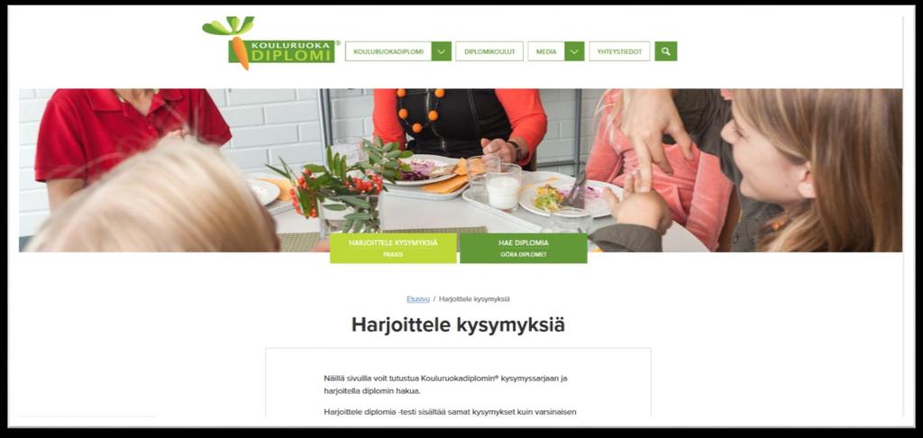 -sivusto Kysymyksiä voi harjoitella ennen diplomin hakemista kysymyssarjan (pdf-tiedosto) voi myös