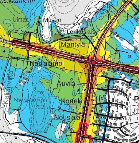 Koulun piha-alueita on suunniteltu tälle 50 db vyöhykkeelle. Virkistys Alueella on runsaasti virkistyskäyttöä.