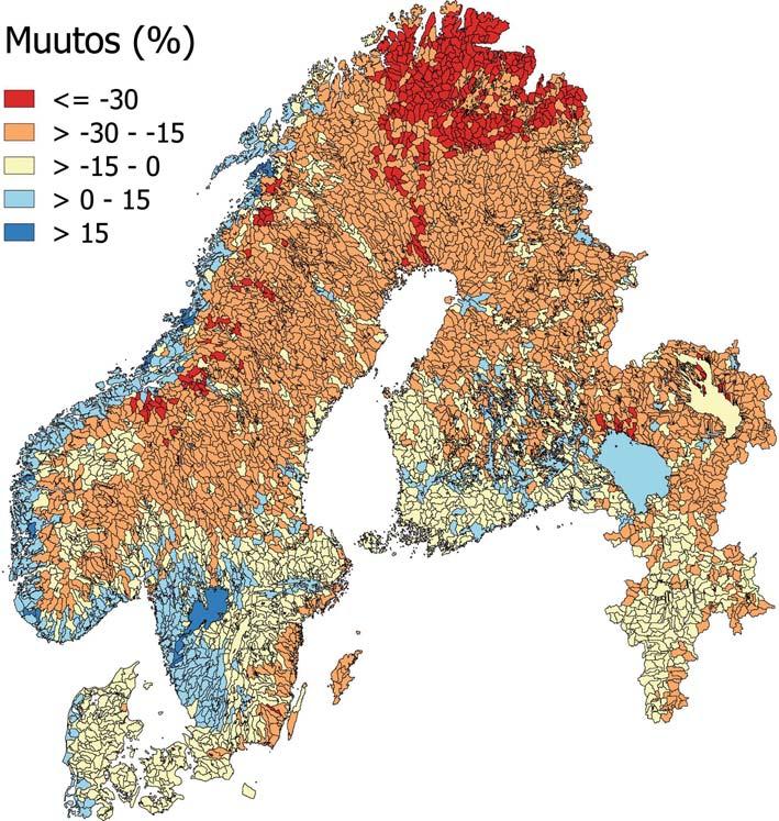töt ovat melko suuret. Lämpötila nousee ja sateisuus lisääntyy Kaikki kuusi ilmastomallia ovat yksimielisiä siitä, että lämpötila on tulevassa ilmastossa korkeampi kuin nykyisessä ilmastossa.