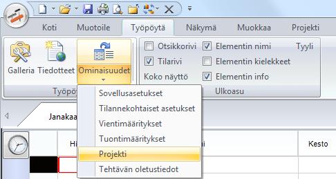 4 Projekti 4.1 Projektin perustaminen TCM Planner -ohjelman käynnistyttyä käyttäjälle avautuu tyhjä projekti ja oletusnäkymät.