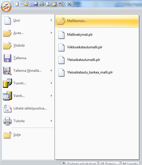 4.3 Tietojen haku malli- ja esimerkkiprojekteista Ohjelman mukana tulee useita malli- ja esimerkkiprojekteja. Ne on tallennettu oletuksena kansioihin - C:\Users\<username>\Documents\TCM Planner 2.