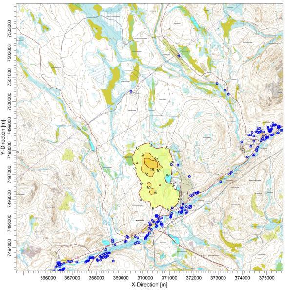 Kuva 15: Hannukaisen kaivosalueen rakentamisen PM10-päästöjen